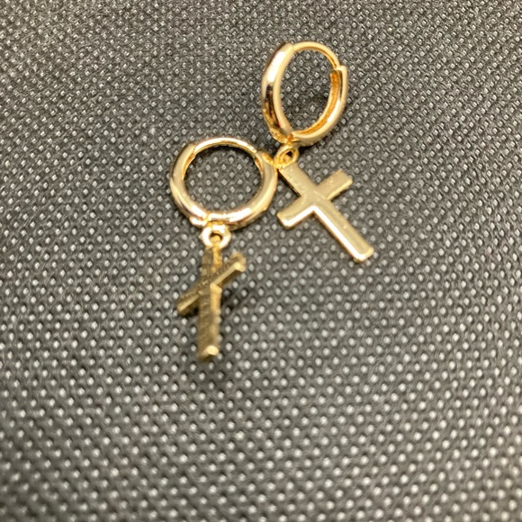 14K Gold Cross Earrings - Picture 8 of 12